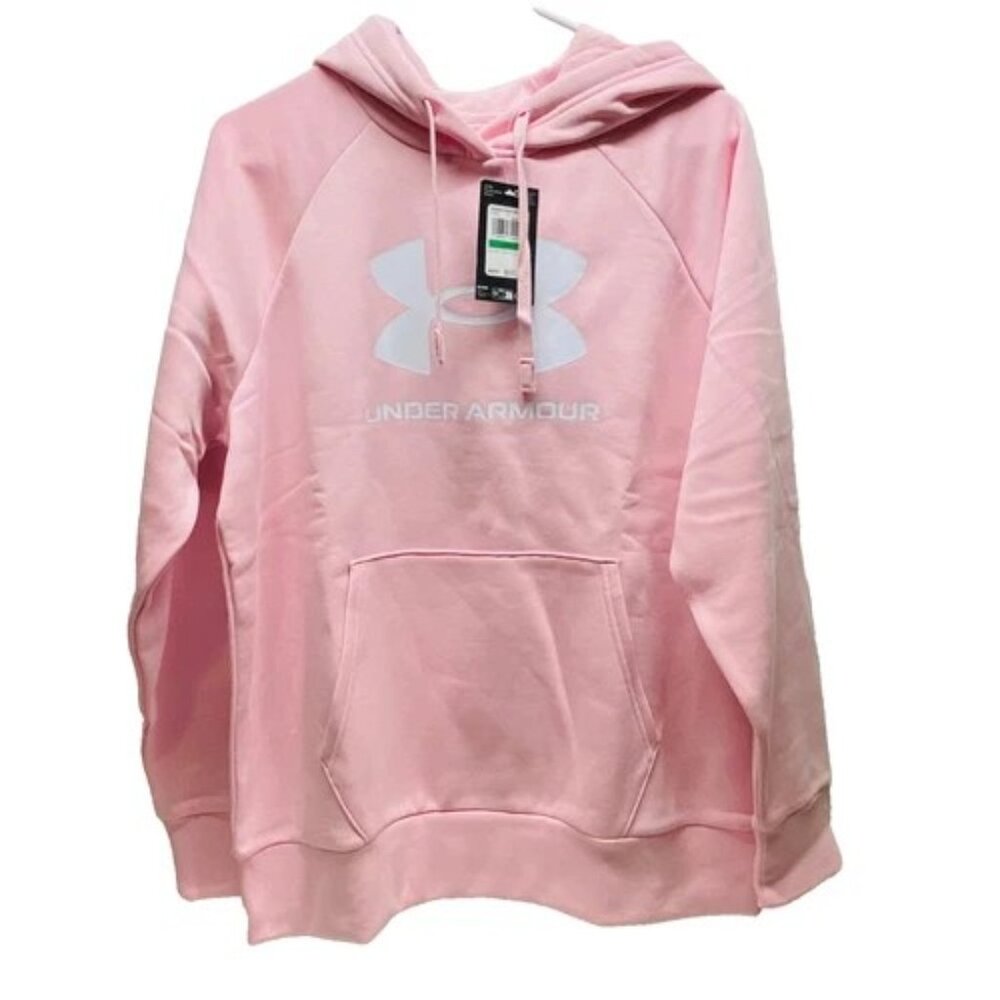 Under Armour Rival Fleece Hoodie Women's L/G Pink Loose Fit UA Logo Sweater‎ NWT